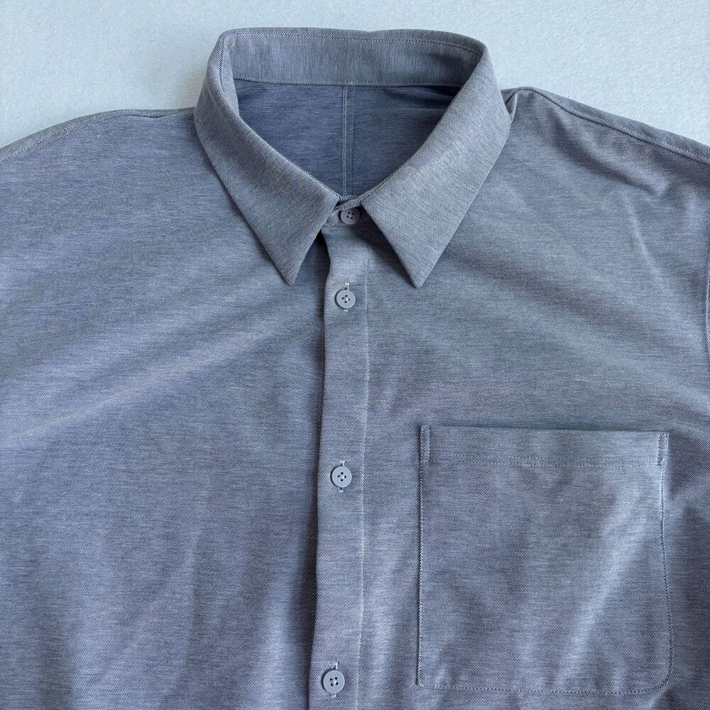Lululemon Commission Long Sleeve Shirt Mens XL Blue Pocket Performance Stretch - Picture 3 of 8